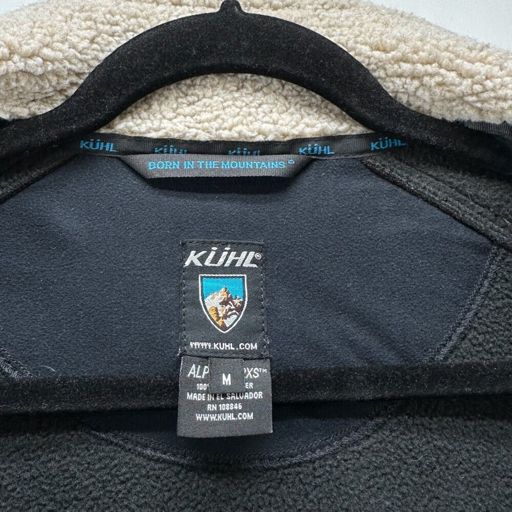 KUHL Jacket Mens Sz M Alpenwurxs Faux Leather Trim Sherpa Fleece Full Zip Black - Picture 8 of 12